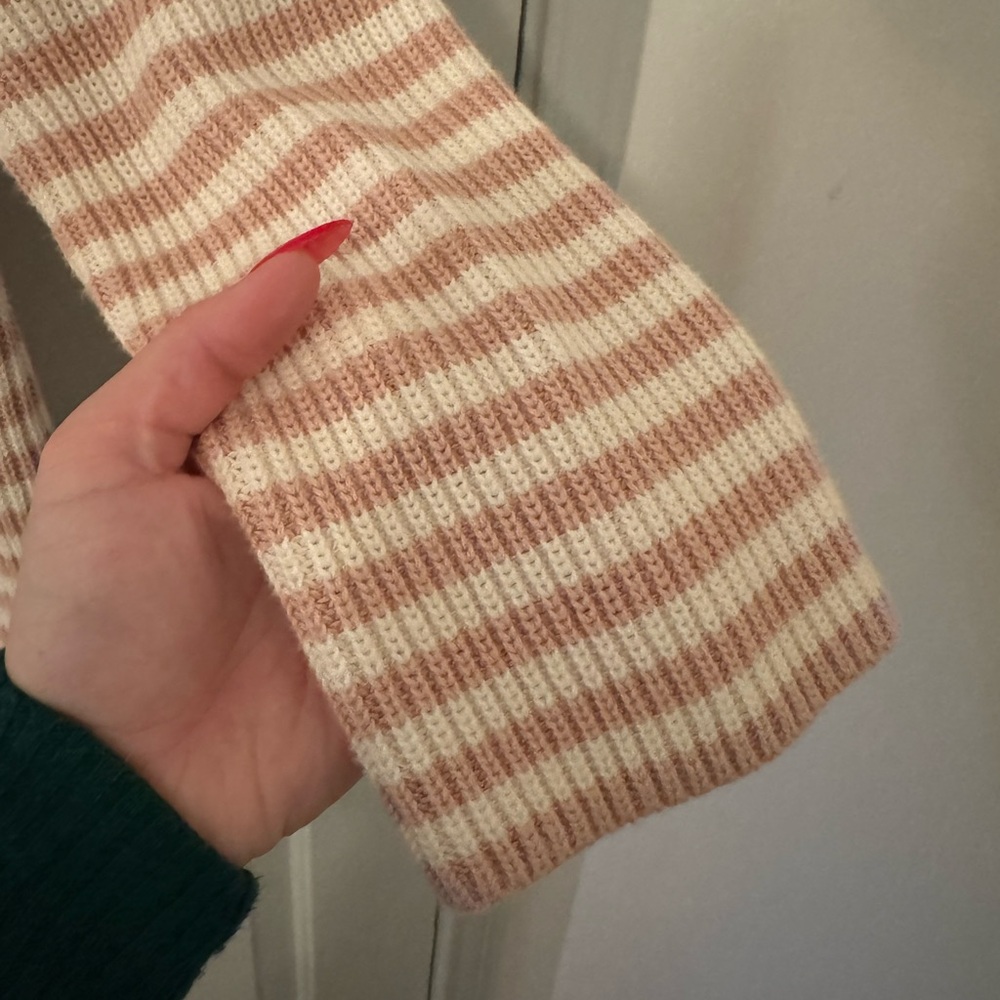J. Crew Pink and White Stripe Long Sleeve Sweater size M - Picture 4 of 16